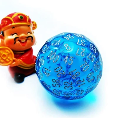 Image of Bescon Translucent Blue Polyhedral Dice 100 Sides, D100 dice, Sided Cube, Transparent Game