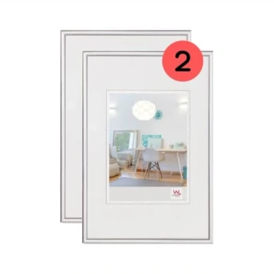 Image of walther Design Picture Frame Silver 40 x 50 cm Twin Pack, New Lifestyle Plastic KV050SD