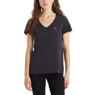 Image of Levi&#039;s Women&#039;s Perfect V Neck T Shirt, Caviar, XS