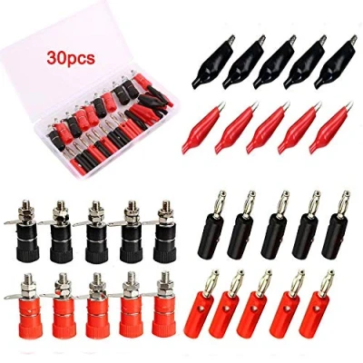 Image of RUNCCI 30Pcs 4MM Audio Banana Plugs,Binding Post Connector,Circuit Testing Alligator Clip,for Speaker Wire, Wall Plate, Home Theater, Audio/Video Receiver, Amplifiers and Sound Systems