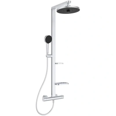 Image of Ideal Standard Alu+, Thermostatic Aluminium Shower Column, Double Outlet External Mixer, Matt Silver