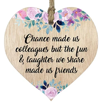 Image of Leaving Gifts for Colleagues Women, Friendship Gifts, Light Wooden Hanging Heart Sign Plaque, Handmade Decorative Accessories, Presents Colleagues, Chance Made Us Fun Laughter