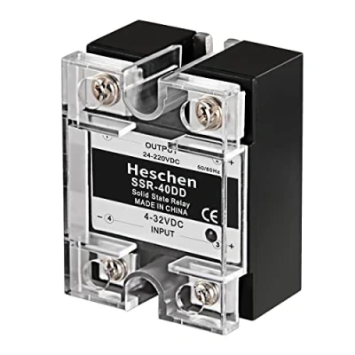 Image of Heschen Single Phase DC/DC Solid State Relay, SSR 40DD, Input 4 32VDC, Output 24 220VDC, 40A 50 60Hz