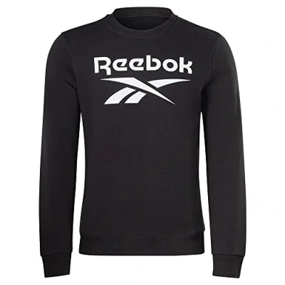 Image of Reebok Men&#039;s Identity Fleece Stacked Logo Long Sleeve Graphic Sweatshirt, Black, S