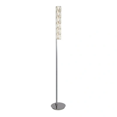 Image of Led Floor Light, Hexagonal Tube Bar, Chrome, Clear Crystal Trim