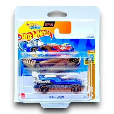 Image of Hot Wheels Hover Storm (Blue, Black &amp; Brown) 7/10 HW Dirt 2024 223/250 (Short Card) includes a KLAS Car Keeper Protector Case HTB29