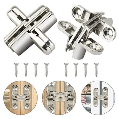 Image of PERFETSELL 2 PCS Hidden Hinges Invisible Concealed Cross 180 Degree Folding Door Zinc Alloy Hinge Blind for Wooden