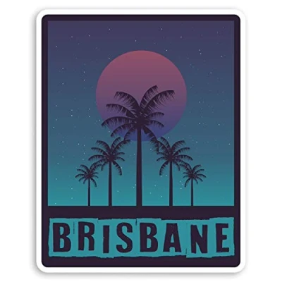 Image of 2 x 10cm Blue Brisbane Vinyl Stickers Australia Oz Luggage Sticker #30864 (10cm Tall)
