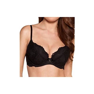 Image of Gossard Women&#039;s Superboost Plunge Black Lace Bra, Black, 40 40E UK