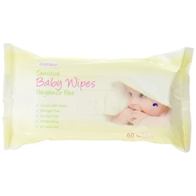 Image of ECOCLENZ FPBW60FF Baby Wipes, Fragrance Free, 60 Wipes