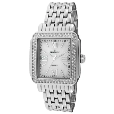 Image of Peugeot Luxury Panther Link Bracelet Tank Watch with Crystal Bezel 7080S