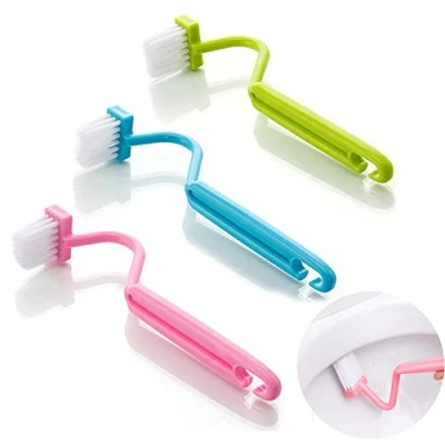 Image of EQLEF 3PCS Under Rim Toilet Brush, Edge Brush Curved for Cleaning Corner Plastic