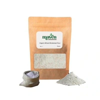 Image of Maven wholefoods Organic Wholemeal Wheat Flour Stoneground 5kg Raw GMO Free High Fibre &amp; Protein Certified Suitable for Vegetarian Vegan Packed Fresh in Resealable Bags
