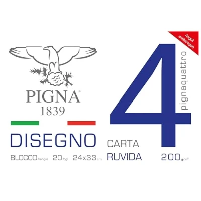 Image of Pigna Pignaquattro 0220020Or Sketchbook 24 x 33 cm Rough Sheets, 200 Gr/M2 Weight, 20 Multi Colour