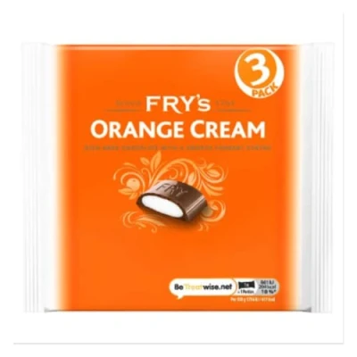 Image of Fry&#039;s Orange Cream Chocolate Bar 3 Pack 147g x Case of 16