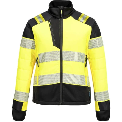 Image of Portwest PW3 Hi Vis Women&#039;s Hybrid Baffle Jacket Yellow/Black Large