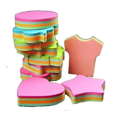 Image of Sticky Notes,Self Adhesive Self Stick Removable Notes 6 Pads Per Pack 100 Sheets Pad 4 Colours Different shapes Inside 76mm x 76 mm