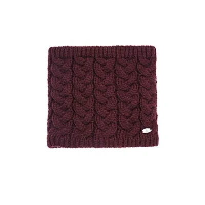 Image of Snood winter women cable knit scarf knitted neck warmer thermal Fleece lined Classic style (wine red)