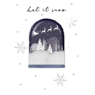 Image of Festive Snow Globe Let It Hand Finished Foiled Christmas Card Xmas Cards XAG007