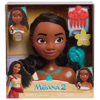 Image of Just Play Disney Princess Moana 2 Styling Head, 7 pieces, Pretend Play, Kids Toys for Ages 3 Up, 26.04