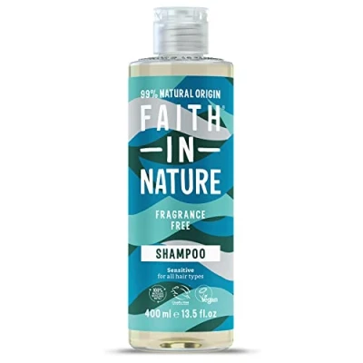 Image of Faith In Nature Natural Fragrance Free Shampoo, Sensitive, Vegan &amp; Cruelty Free, No SLS or Parabens, for All Hair Types, 400ml
