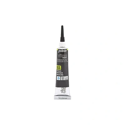 Image of Pebeo 114066 Vitrea 160 Glass Paint Outliner Tube, Ink Black, 20 Milliliter