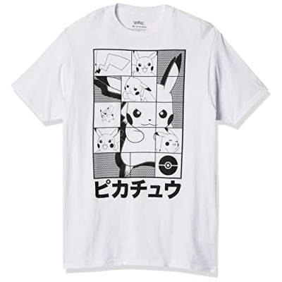 Image of Pokemon Unisex&#039;s Pikachu Puzzle Box Japan T Shirt, White, Medium