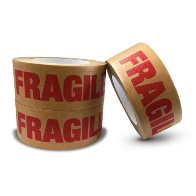 Image of JeeJaan® 3 Rolls Brown Kraft Paper Tape Fragile 50mm x 50m Secure Adhesive Sticky Eco Friendly Fully Recyclable For Packing Parcels And Boxes