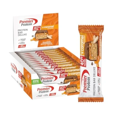 Image of Premier Protein Bar Deluxe Chocolate Peanut Butter 12x50g High Low Sugar + Carbohydrate Reduced Palm Oil Free