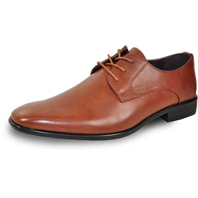 Image of Bravo! Men Dress Shoe King Classic Oxford with Leather Lining Wide Width Available brown Size: 15