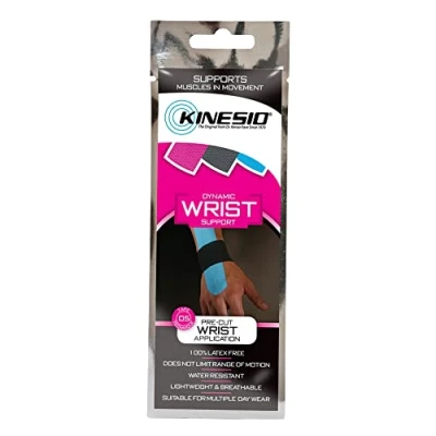 Image of Kinesio Tape Pre Cut Wrist 1 Application Black/Blue
