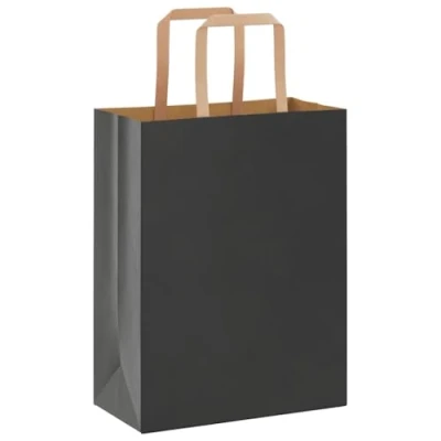 Image of vidaXL Kraft Paper Bags 250 Pieces with Black Handles 21 x 11 28 cm, Bag, Gift Bag