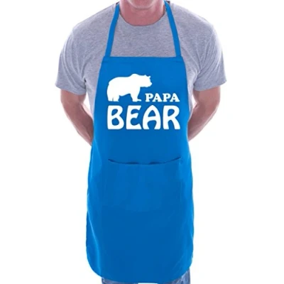 Image of Print4U Papa Bear Funny Fathers Day BBQ Cooking Novelty Apron Blue