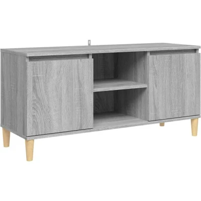 Image of vidaXL TV Cabinet with Solid Wood Legs Grey Sonoma 103.5x35x50 cm