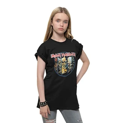 Image of Iron Maiden Kids T Shirt Evolution Band Logo Official Black Ages 5 14 Yrs XX Large 12/13