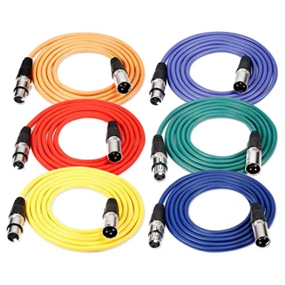 Image of Neewer 6 Pack 3 feet/1m Mic Cable Cord, XLR Male to Female Microphone Audio Colored Snake Cables (Purple/Red/Blue/Orange/Yellow/Green)