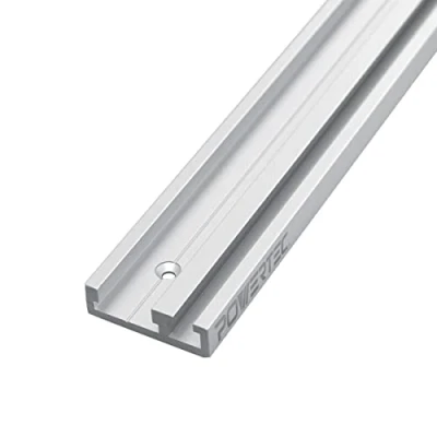 Image of POWERTEC 71359 Aluminum Combo T Track Miter for Woodworking 32 Dual Rail, Grey