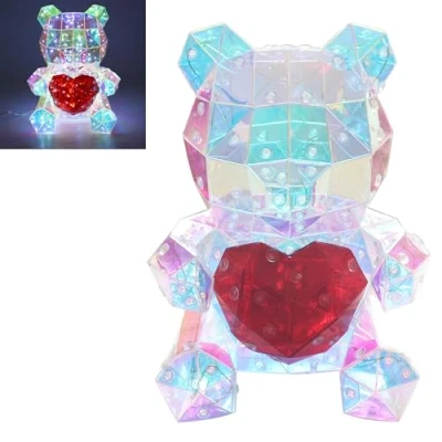 Image of Lesser &amp; Pavey Starlightz LED Fun Colour Changing Night Light with USB Wire Interactive Teddy Heart