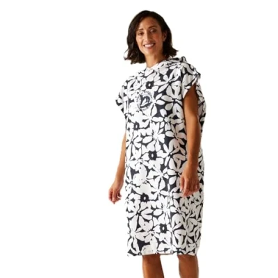 Image of Regatta Adult&#039;s Towel Robe Navy White Large Floral, Size: L/XL
