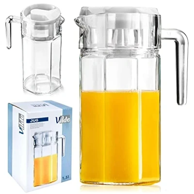 Image of EMBO Glass Carafe Jug with Lid and Handle 1.5 L
