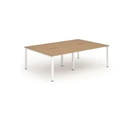 Image of Evolve B2B White Frame Bench Desk 1200 Oak (4 Pod) BE240