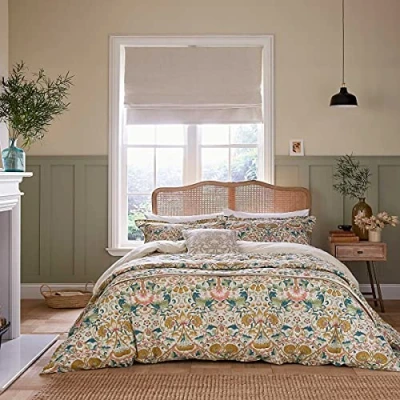 Image of Morris &amp; Co Lodden Duvet Cover Set Double Primrose Thyme