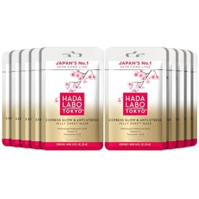 Image of Hada Labo Tokyo Premium Facial Sheet Masks with Super Hyaluronic Acid, For All Skin Types, (Pack of 10)