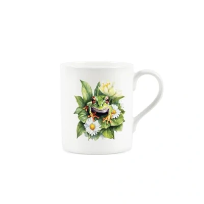 Image of Purely Home Floral Frog Mug Exotic Animals &amp; Flowers Nature Gifts Creatures Great Small Jungle Wildlife Themed Present Bone China Coffee/Tea Hot Drinks White Cup