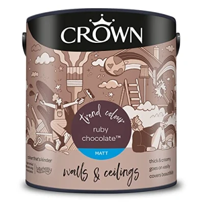 Image of CROWN 2.5L Breatheasy MATT Emulsion Paint for Walls &amp; Ceilings RUBY CHOCOLATE