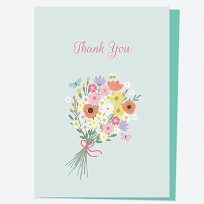 Image of Ready To Write Thank You Open Out Cards Cute Flowers Pack of 10. Card, Flowers, You. (11 0042)