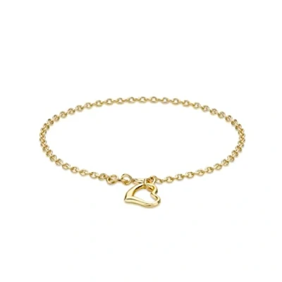 Image of Carissima Gold Women&#039;s 9 ct Yellow Heart Drop Bracelet of Length 18 cm/7 Inch