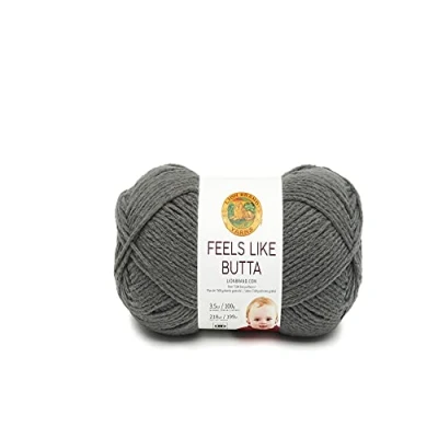 Image of Lion Brand Yarn Company Feels Like Butta Yarn, Polyester, Charcoal, 17.78 x 6.35 cm