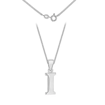 Image of Tuscany Silver Women&#039;s Sterling Initial I Pendant on Curb Chain of Length 46 cm/18 Inch
