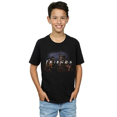 Image of Absolute Cult Friends Boys Logo Skyline T Shirt Black 12 13 Years